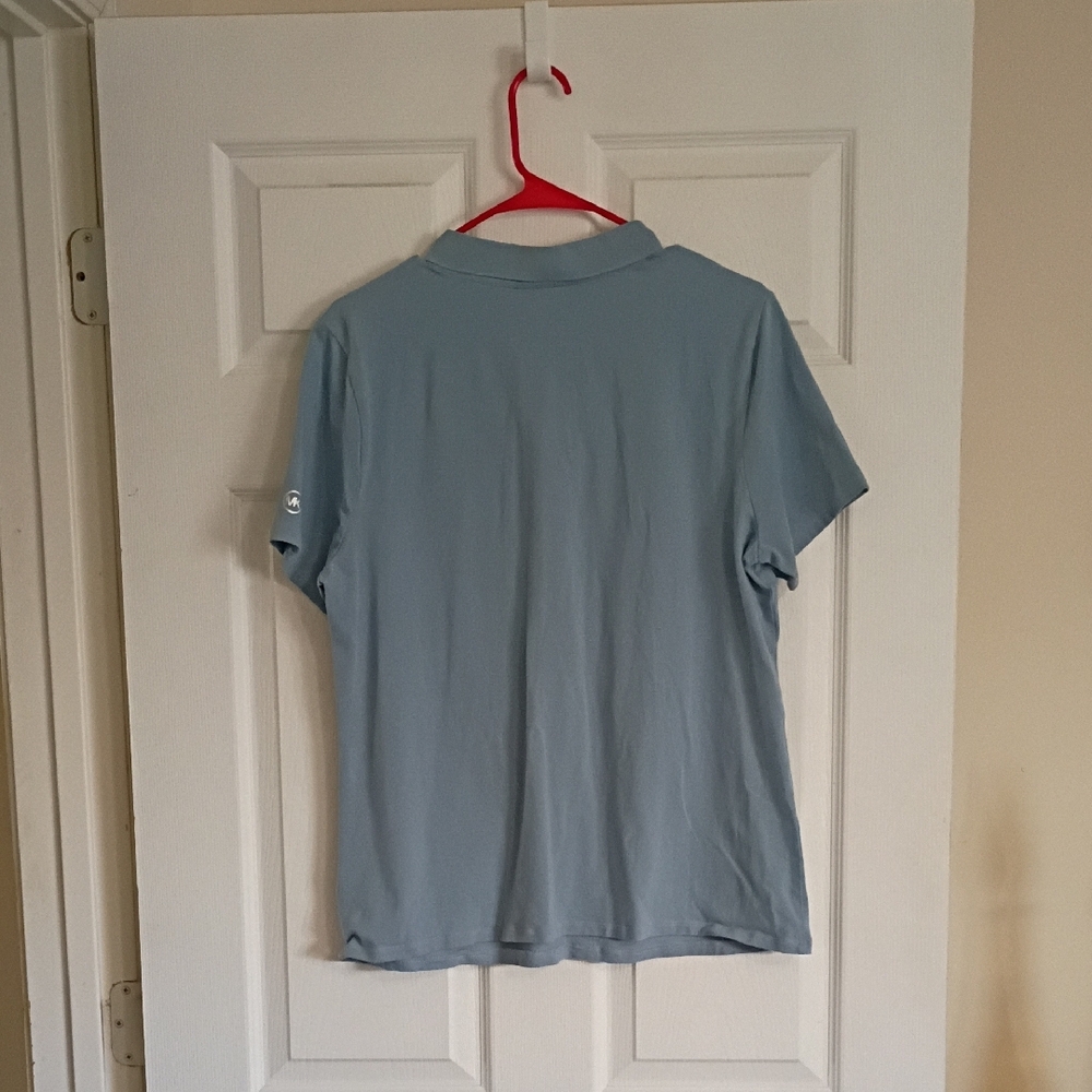 Michael Kors Light Blue Short Sleeve Polo Zip Top - Picture 5 of 6